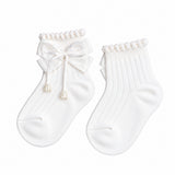 PACK OF 3 BOW & KNOT DETAILED ANKLE LENGTH SOCKS - WHITE