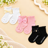 PACK OF 3 BOW & PEARL  DETAILED ANKLE LENGTH SOCKS - MULTICOLOR