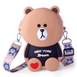 TEDDY BEAR SILICON SLING BAG - BEIGE