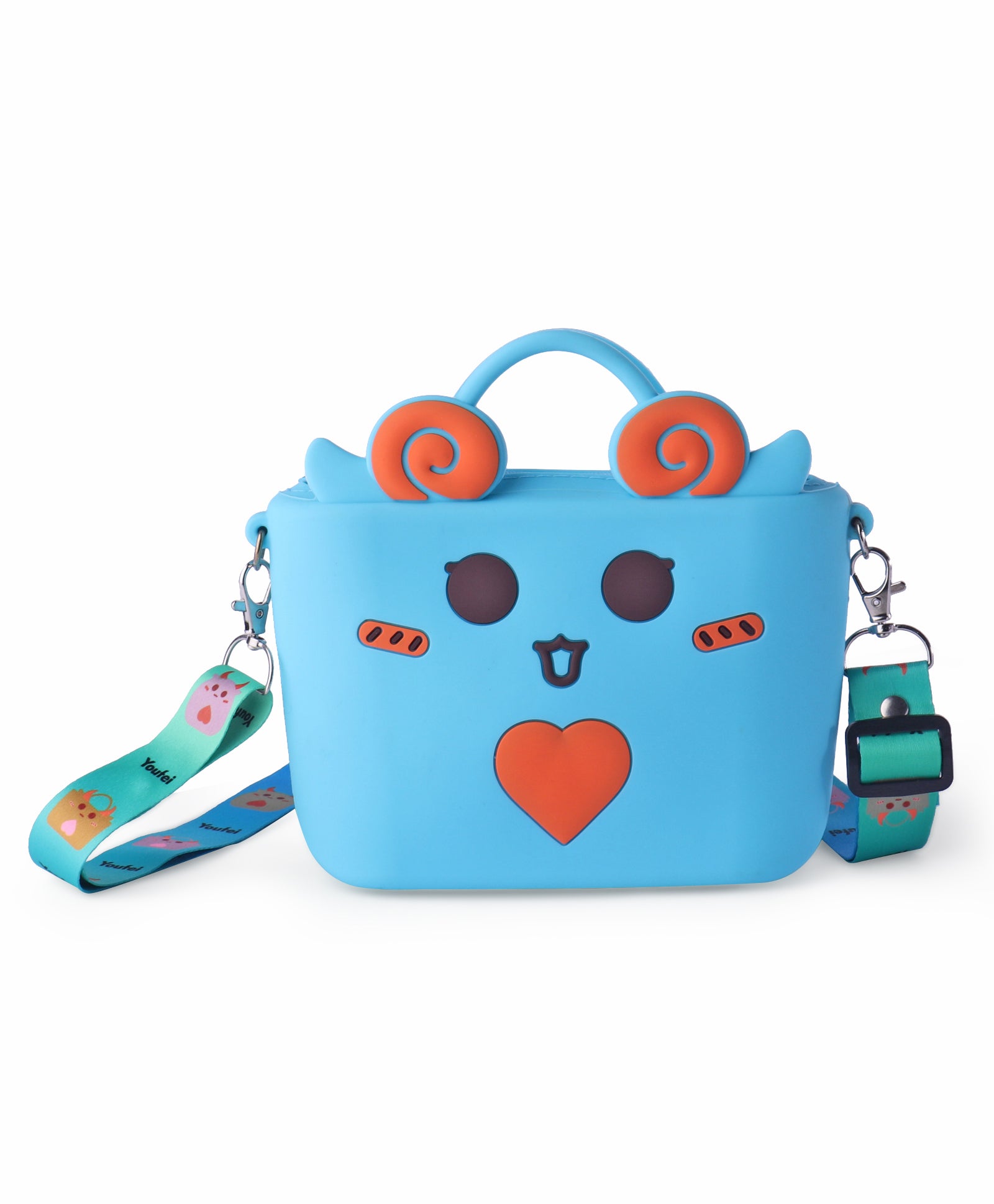 LITTLE HEART BUCKET SILICON SLING BAG - BLUE