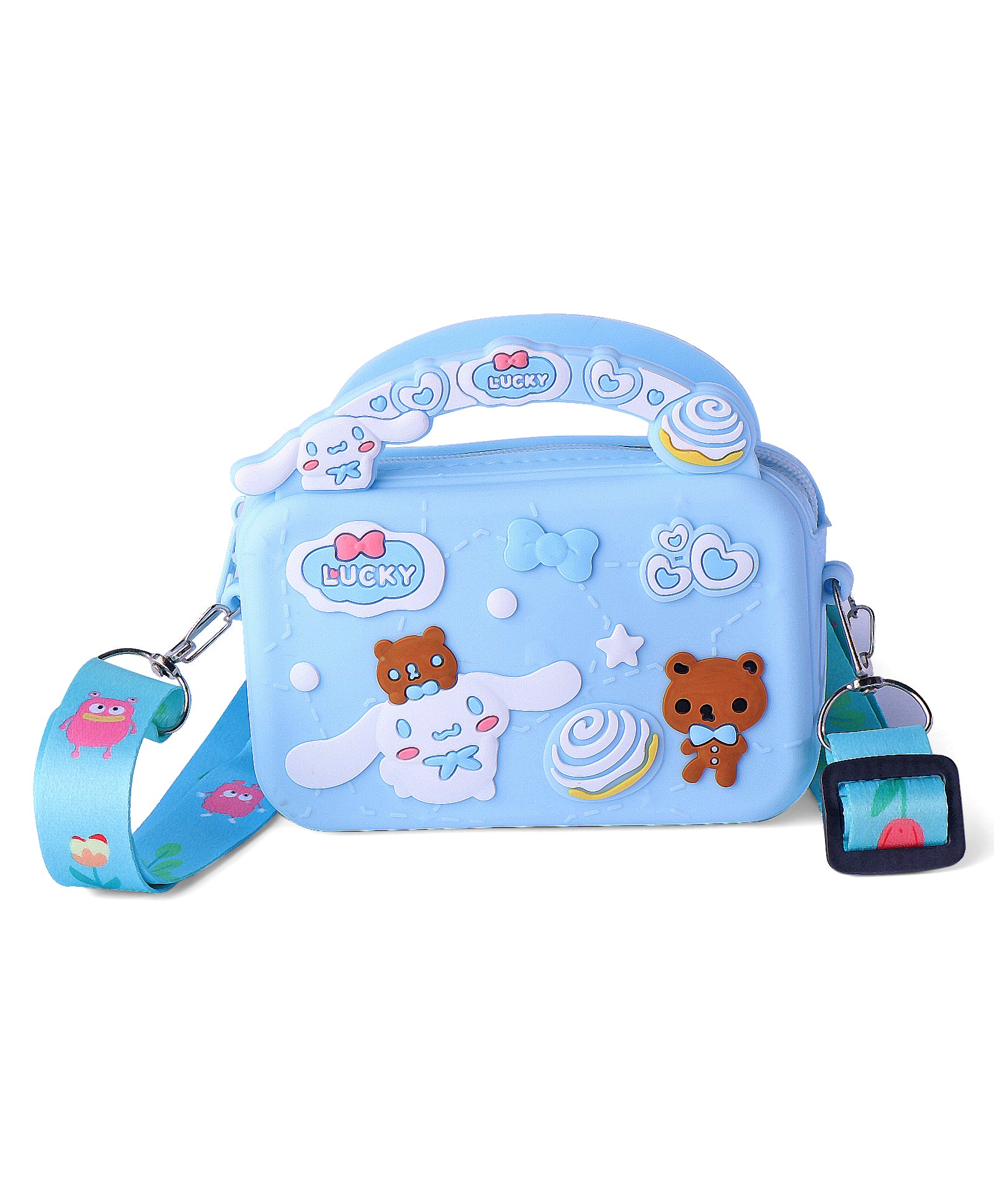 CARTOON DESIGN SILICON SLING BAG - BLUE