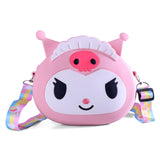 KUROMI FACE WITH CROWN SILICON SLING BAG - PINK