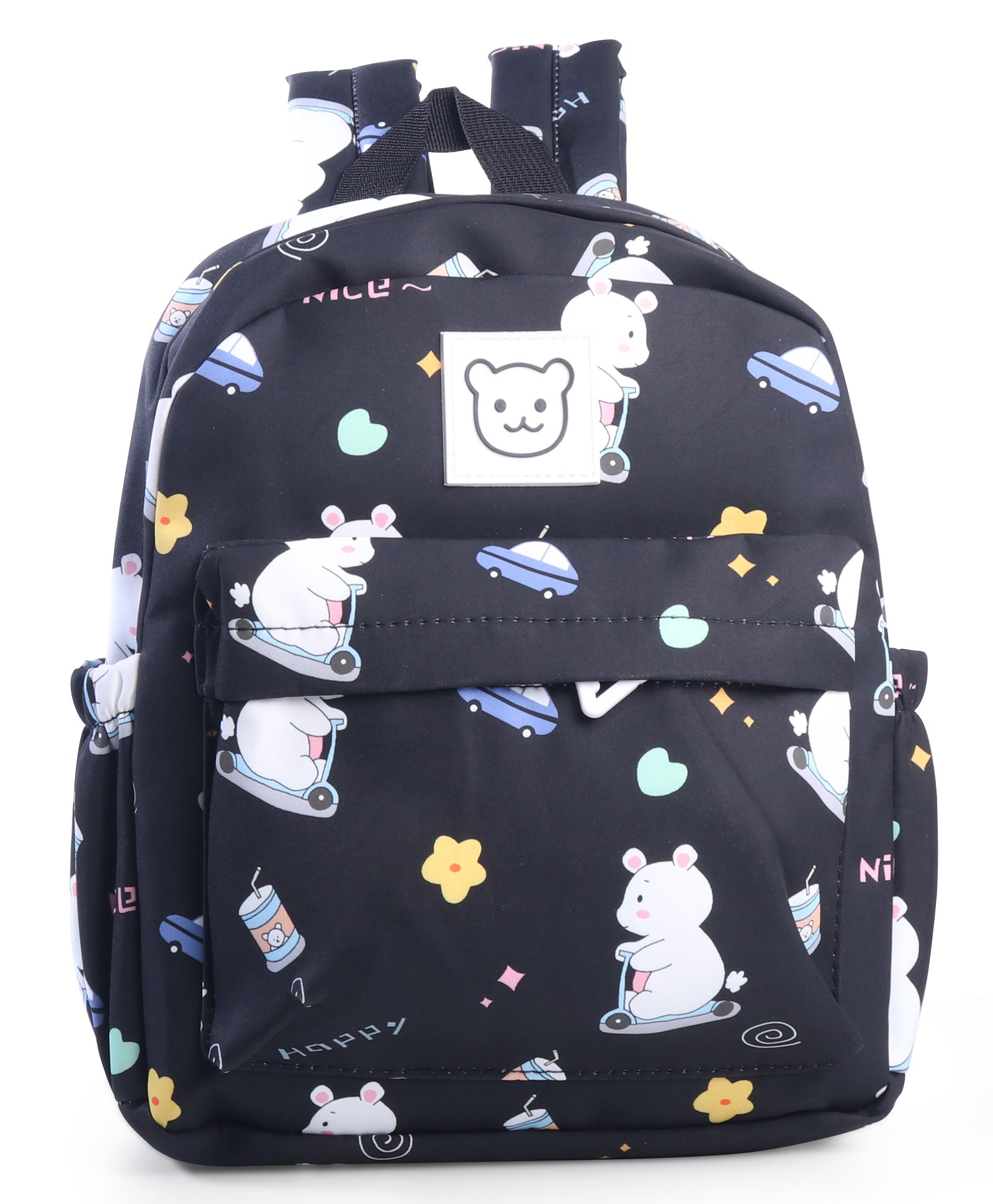 BEAR PRINT BACKPACK - BLACK