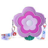 FLOWER DESIGN SILICON SLING BAG - PURPLE