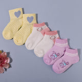 Pack of 3 Heart & Bunny Rabbit Print Ankle Length Anti Bacterial Socks - Multicolour