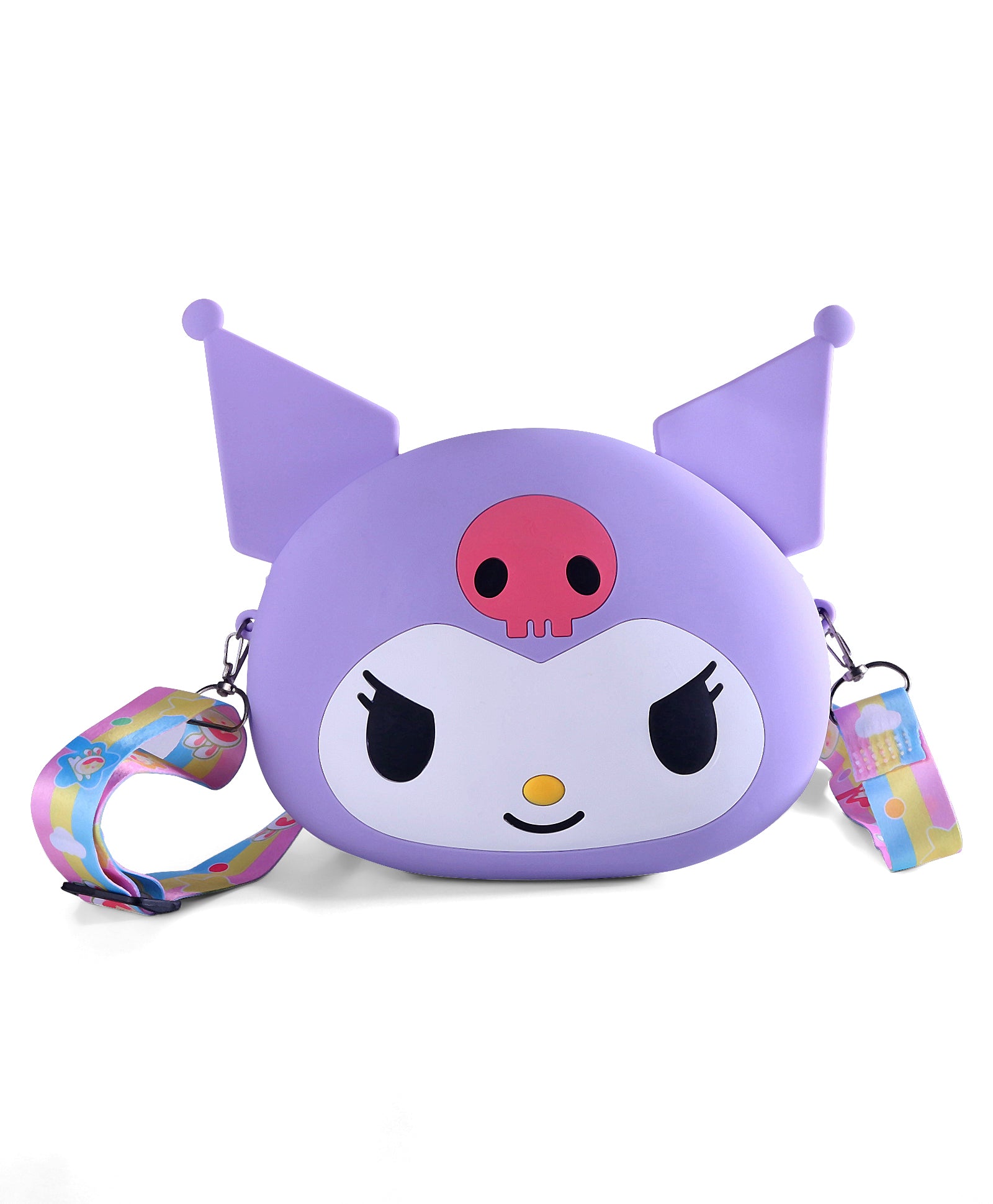 KUROMI FACE SILICON SLING BAG - PURPLE