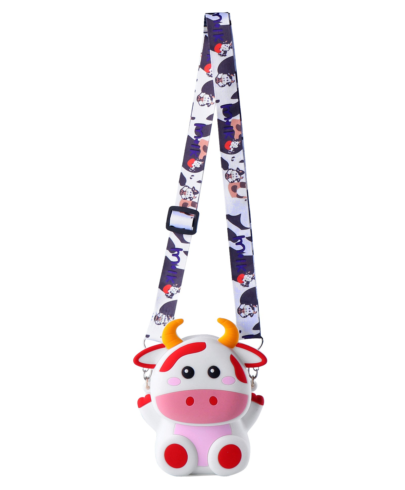 COW SILICON SLING BAG - WHITE & RED