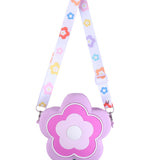 FLOWER DESIGN SILICON SLING BAG - PURPLE