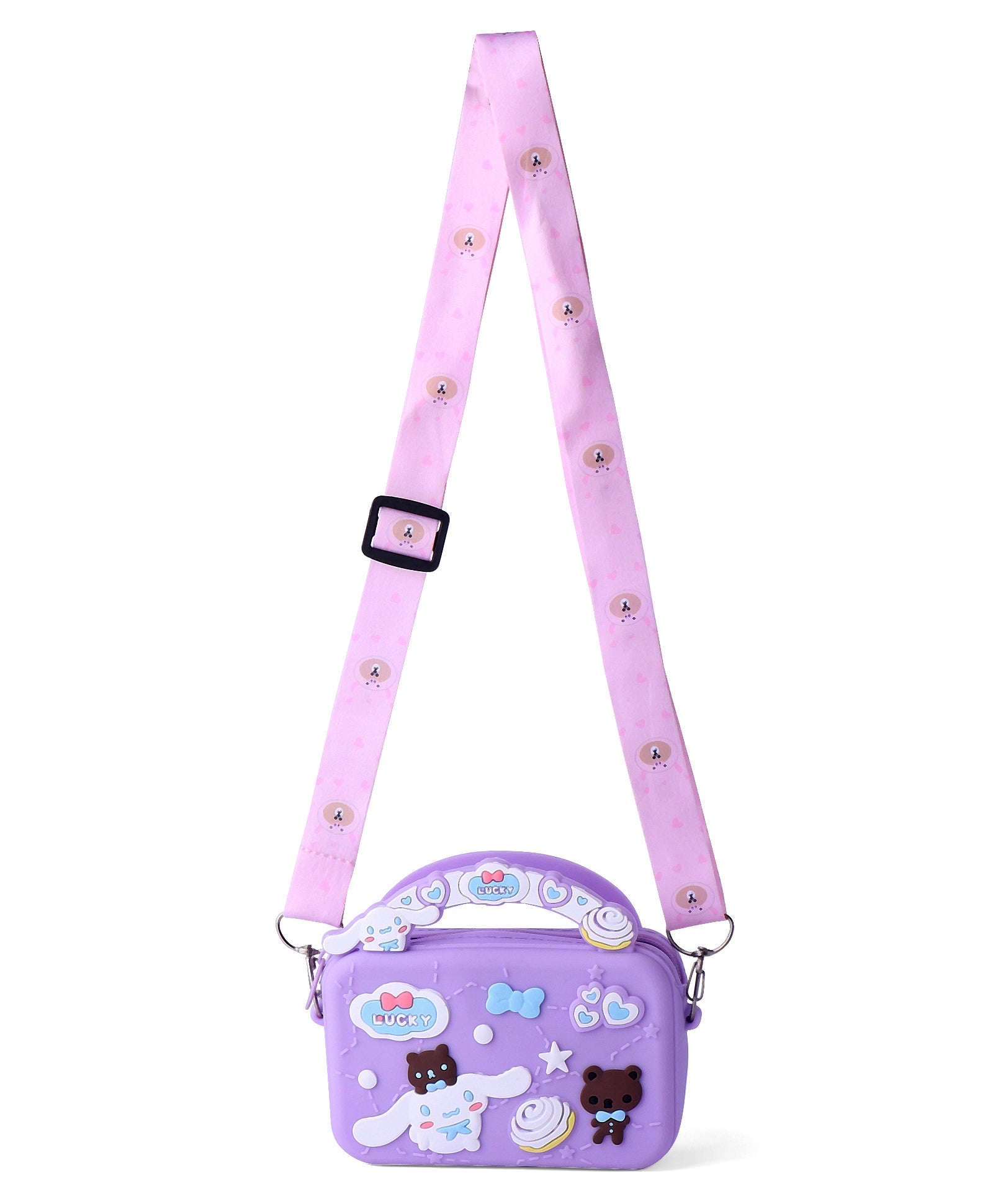 CARTOON DESIGN SILICON SLING BAG - PURPLE