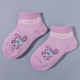 Pack of 3 Heart & Bunny Rabbit Print Ankle Length Anti Bacterial Socks - Multicolour