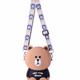 TEDDY BEAR SILICON SLING BAG - BEIGE