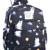 BEAR PRINT BACKPACK - BLACK