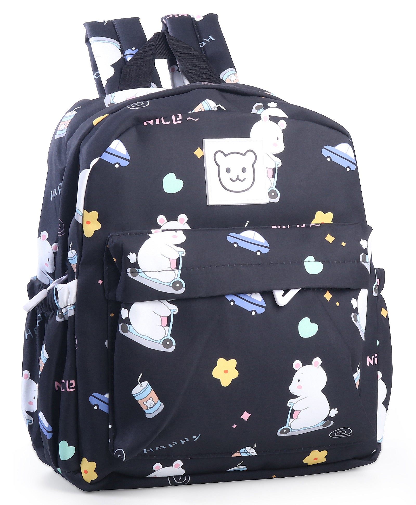 BEAR PRINT BACKPACK - BLACK