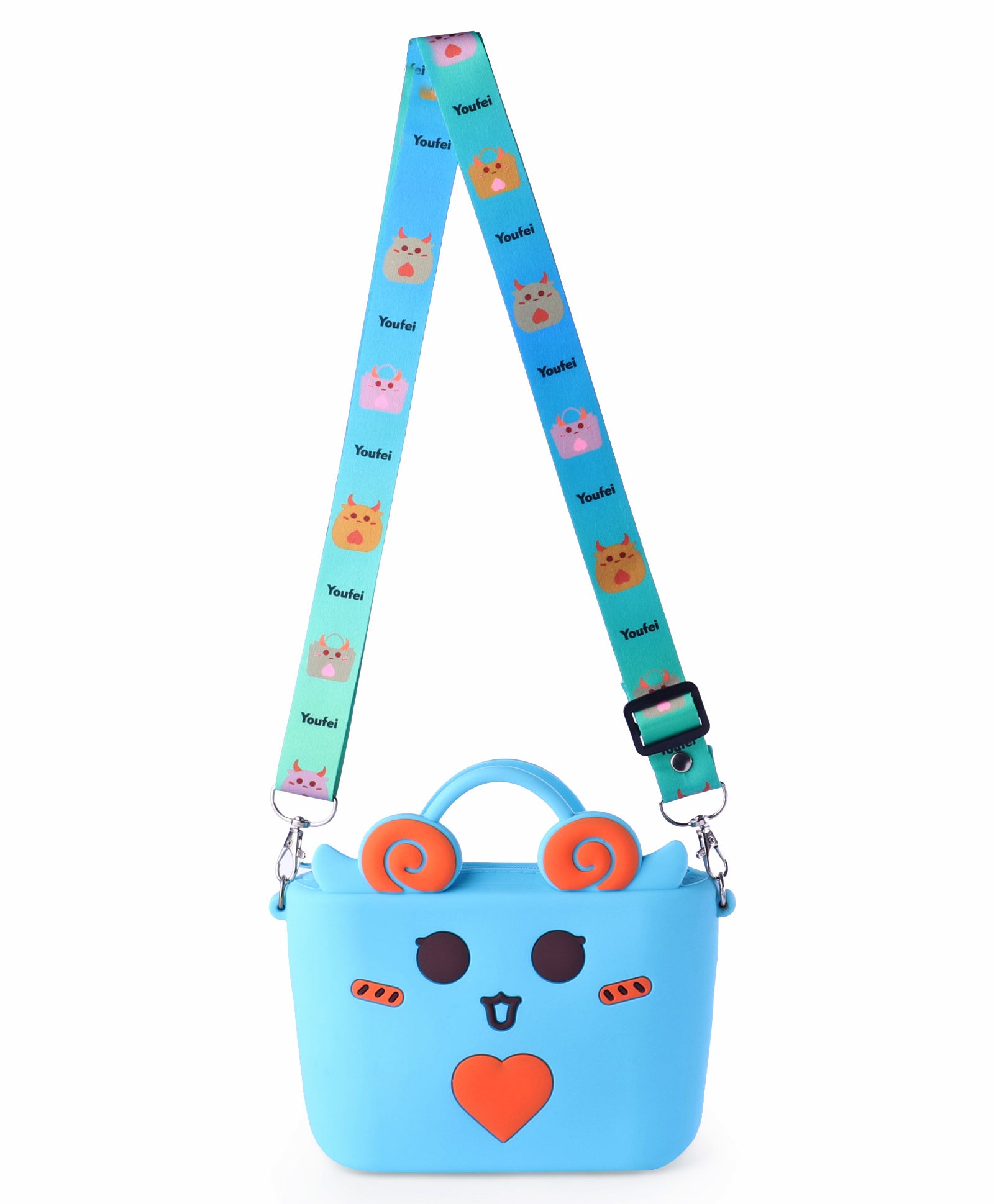 LITTLE HEART BUCKET SILICON SLING BAG - BLUE