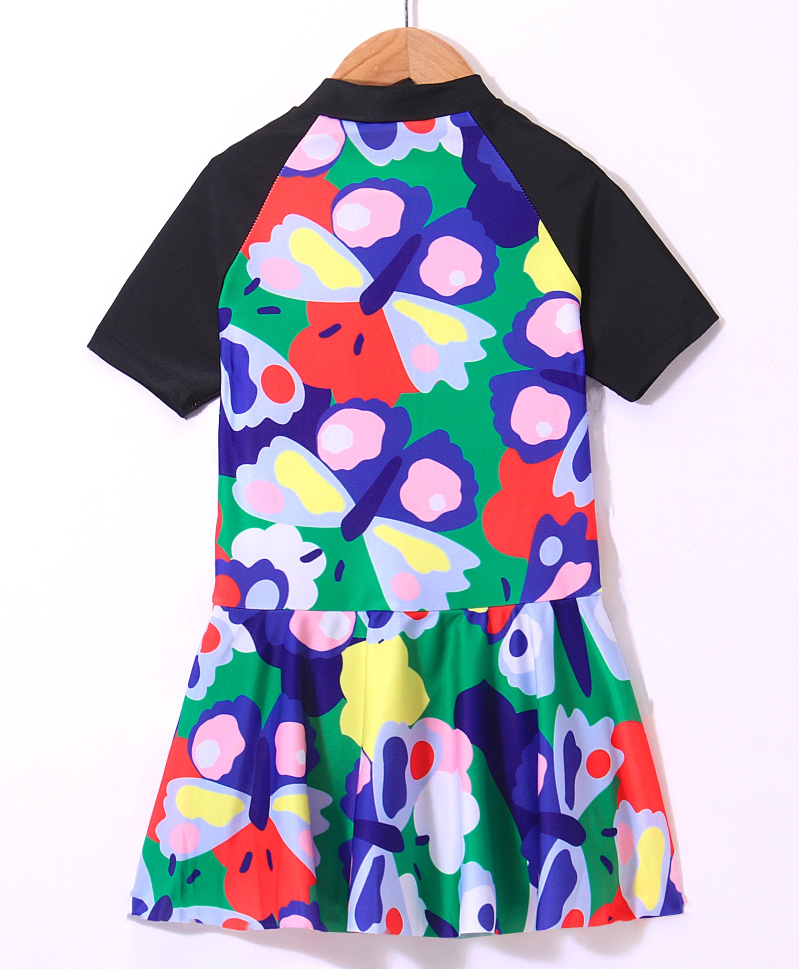 FROCK STYLE PRINTED SWIM SUIT - BLACK