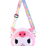 KUROMI FACE WITH CROWN SILICON SLING BAG - PINK