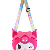 KUROMI FACE WITH BOW SILICON SLING BAG - DARK PINK