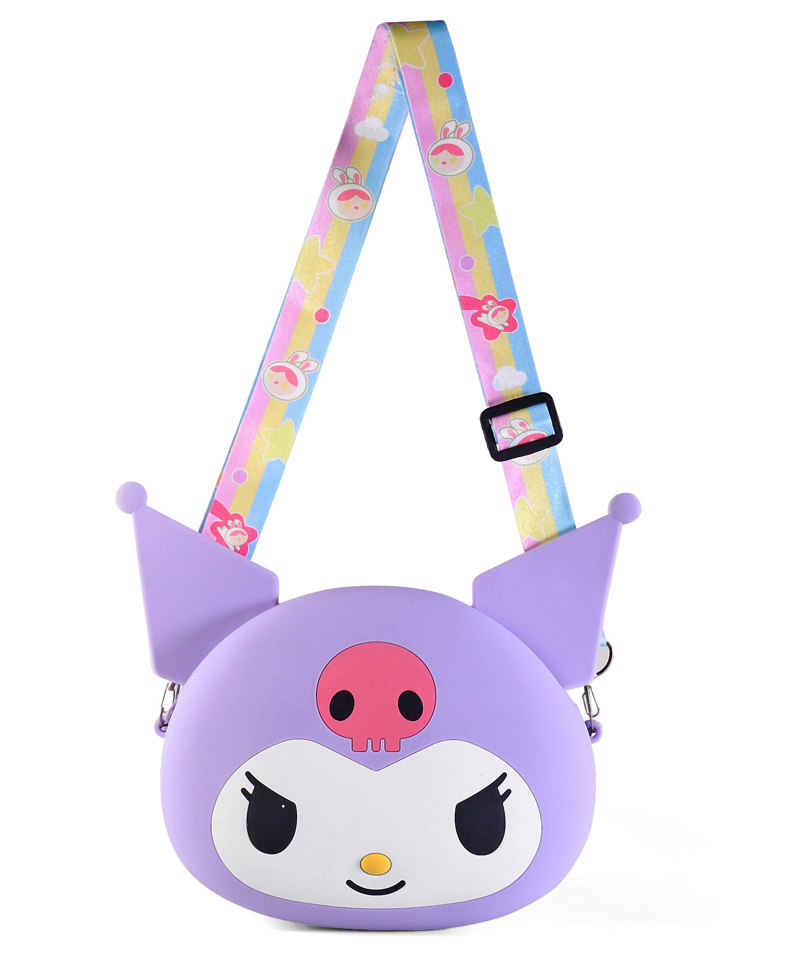 KUROMI FACE SILICON SLING BAG - PURPLE