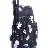 BEAR PRINT BACKPACK - BLACK