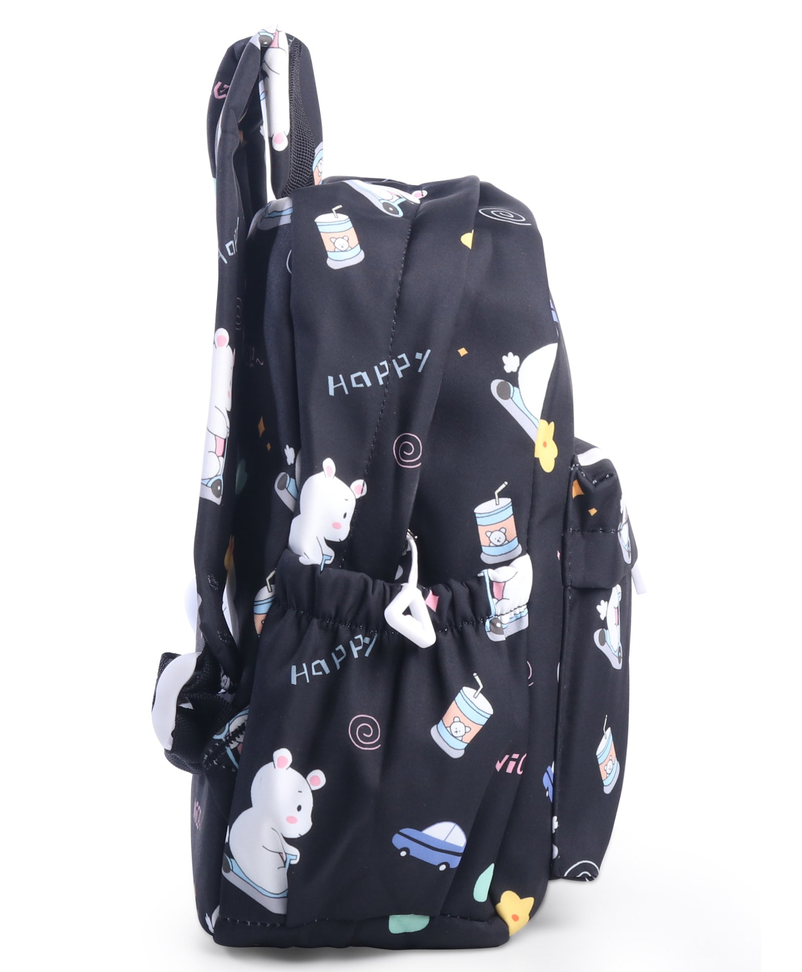 BEAR PRINT BACKPACK - BLACK