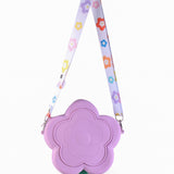 FLOWER DESIGN SILICON SLING BAG - PURPLE