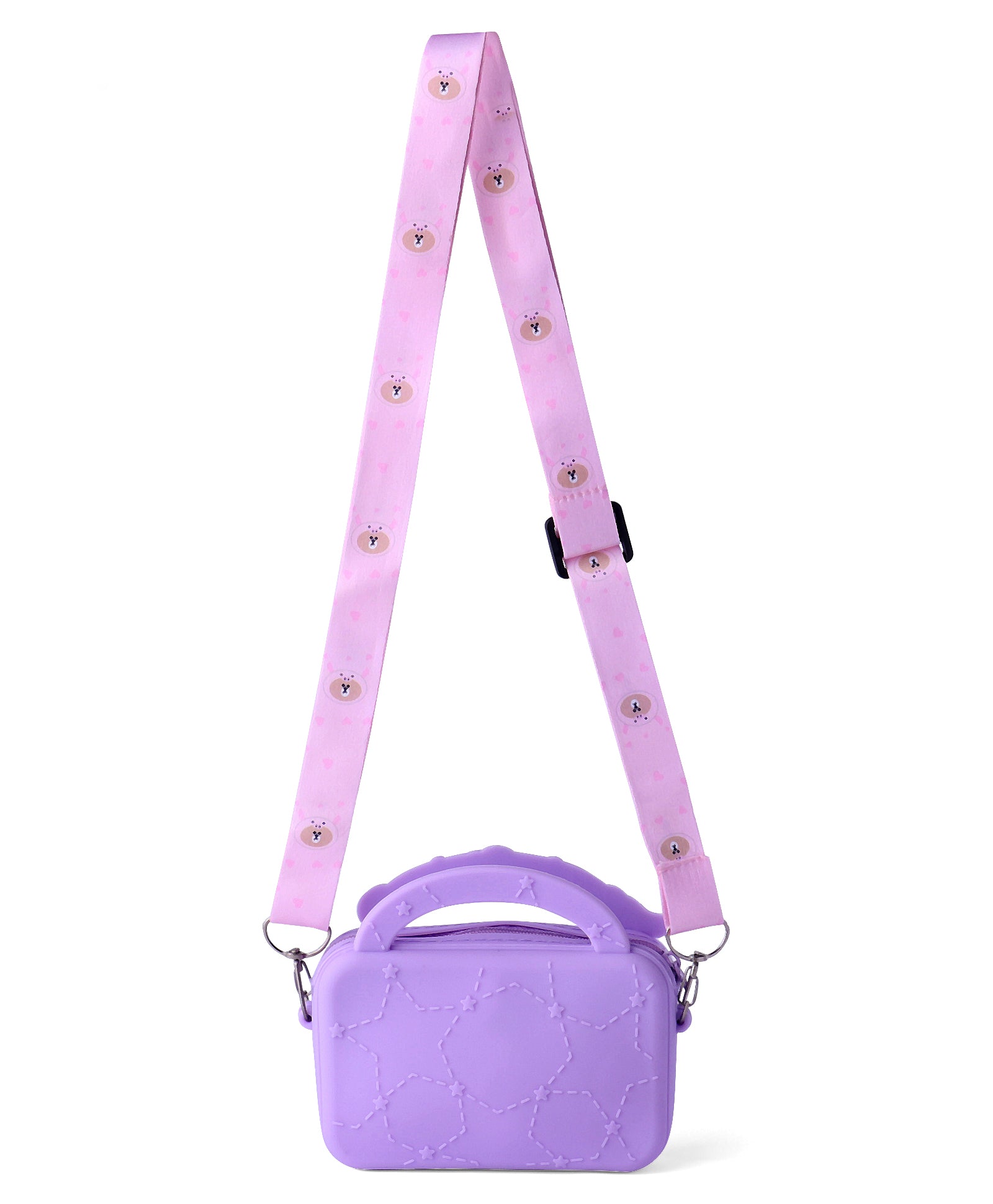 CARTOON DESIGN SILICON SLING BAG - PURPLE