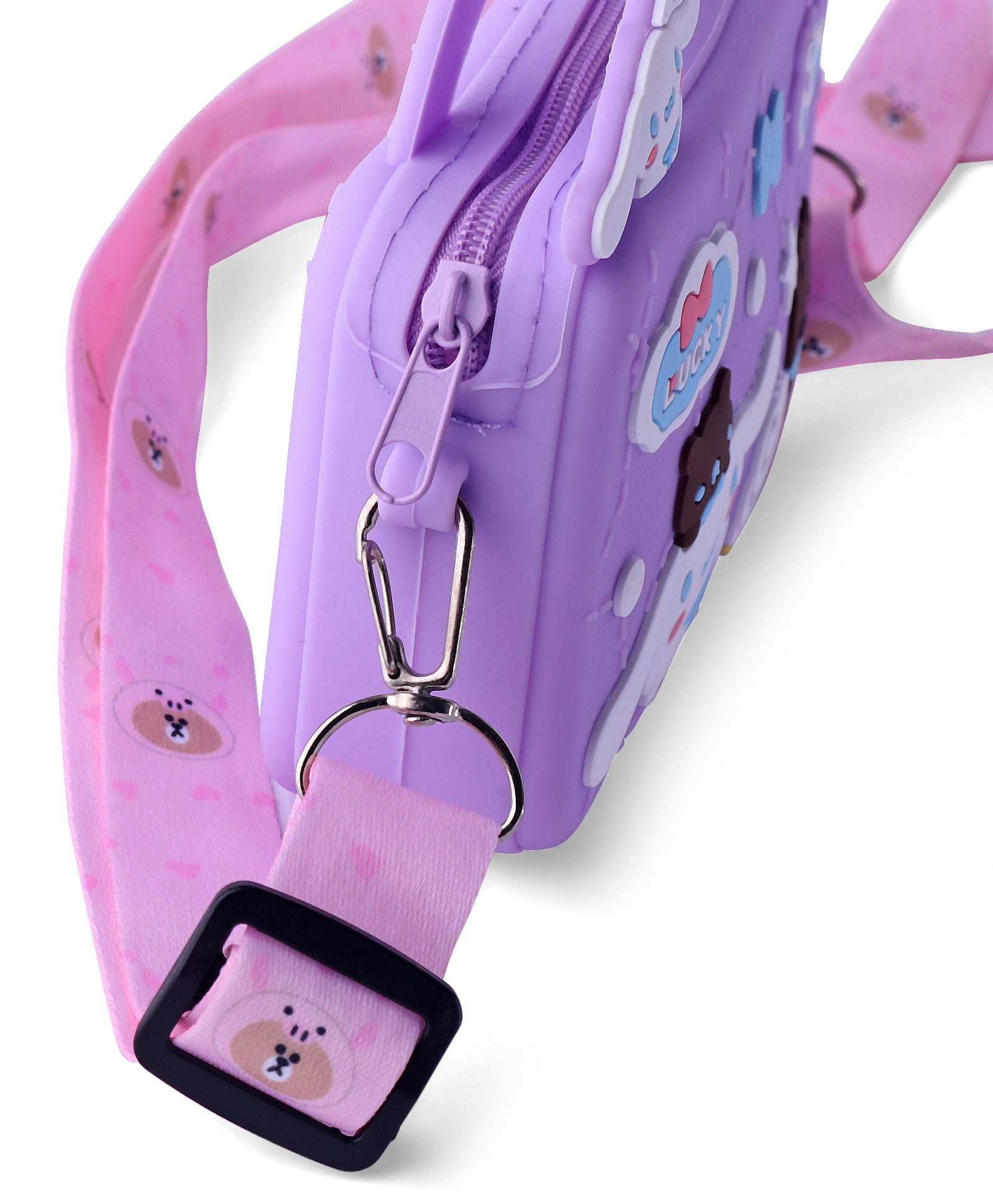 CARTOON DESIGN SILICON SLING BAG - PURPLE