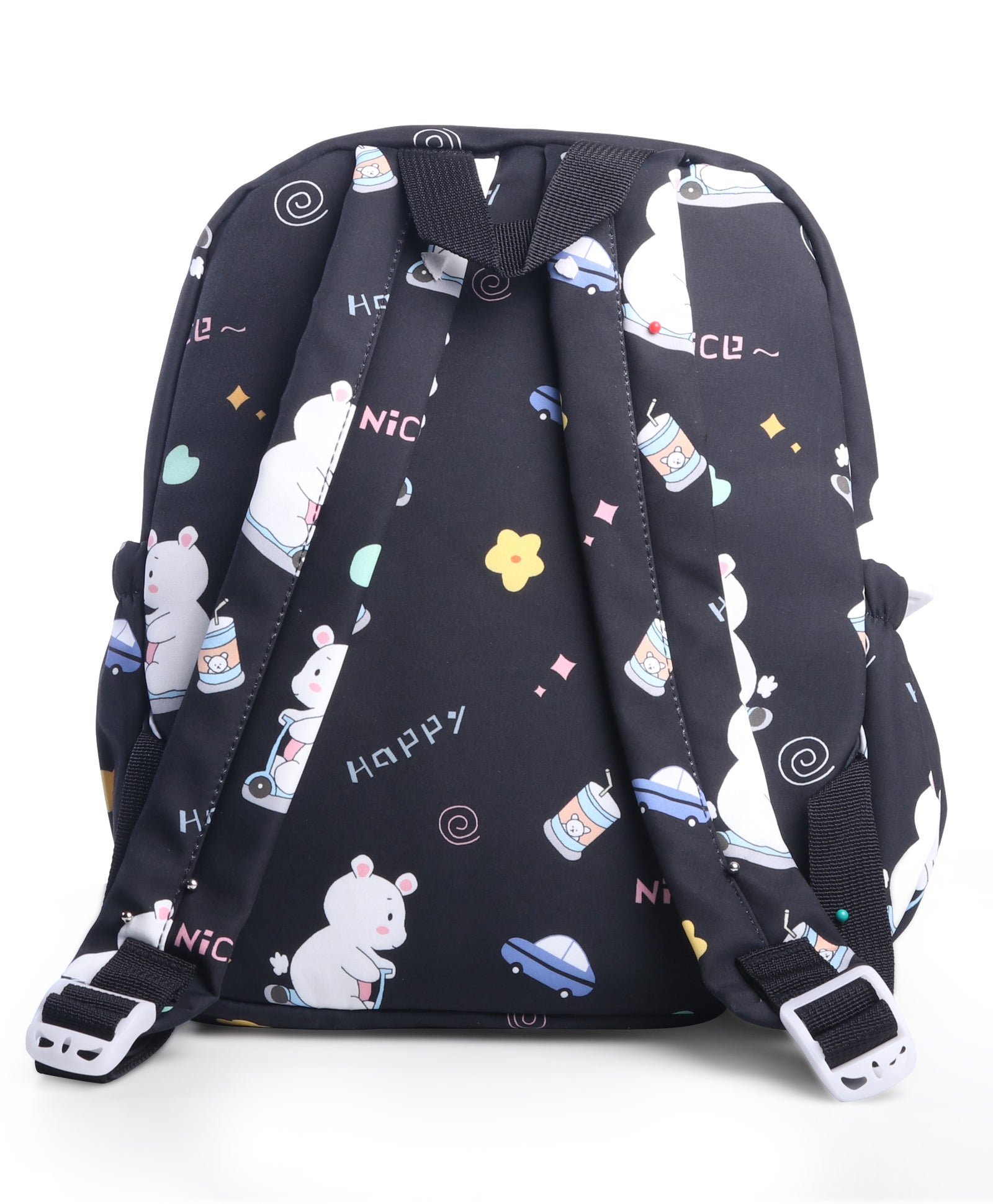 BEAR PRINT BACKPACK - BLACK