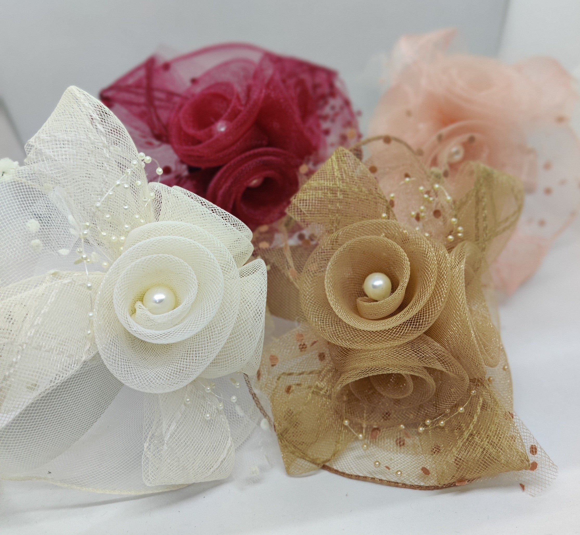 ROSE APPLIQUE  PEARL HAT HAIRBAND