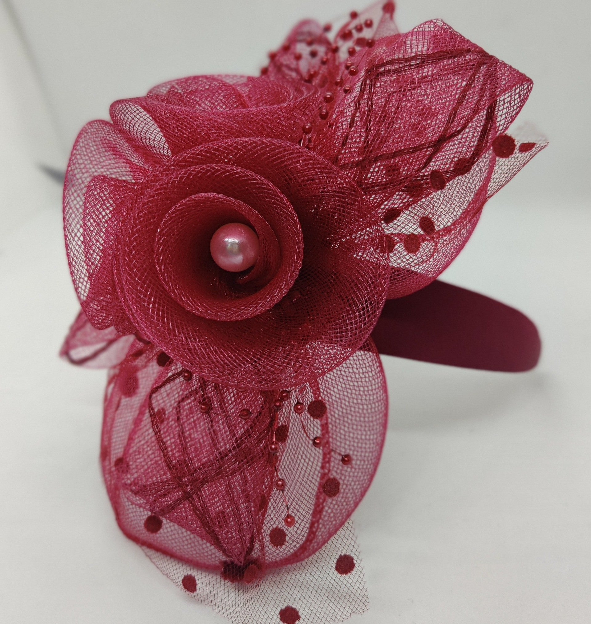 ROSE APPLIQUE  PEARL HAT HAIRBAND