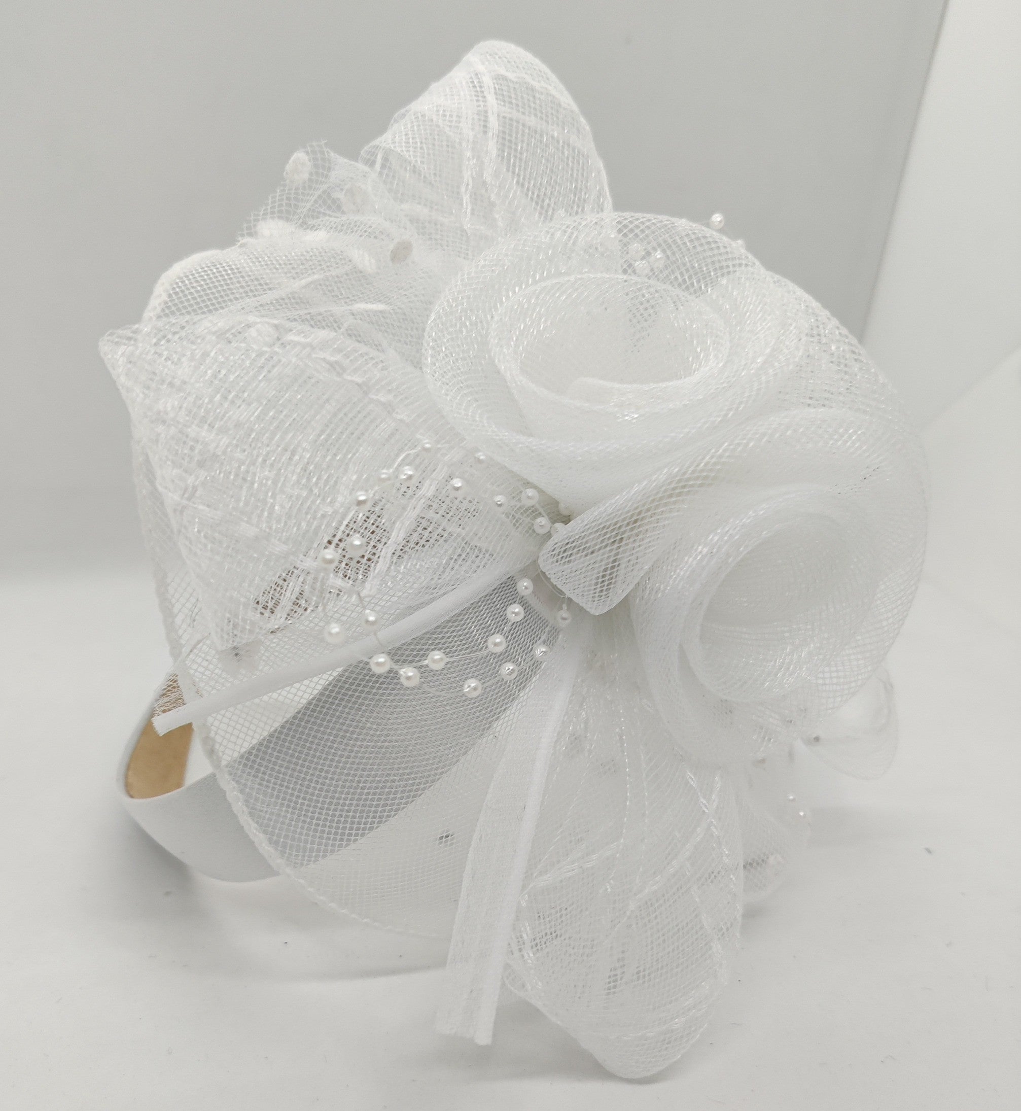 ROSE APPLIQUE  PEARL HAT HAIRBAND