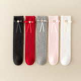 HEART & PEARL APPLIQUE KNEE LENGTH SOCKS