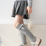HEART & PEARL APPLIQUE KNEE LENGTH SOCKS