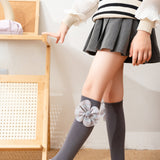 FLOWER APPLIQUE KNEE LENGTH SOCKS