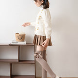 BOW & POM POM APPLIQUE KNEE LENGTH SOCKS