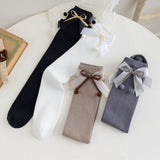 BOW & POM POM APPLIQUE KNEE LENGTH SOCKS