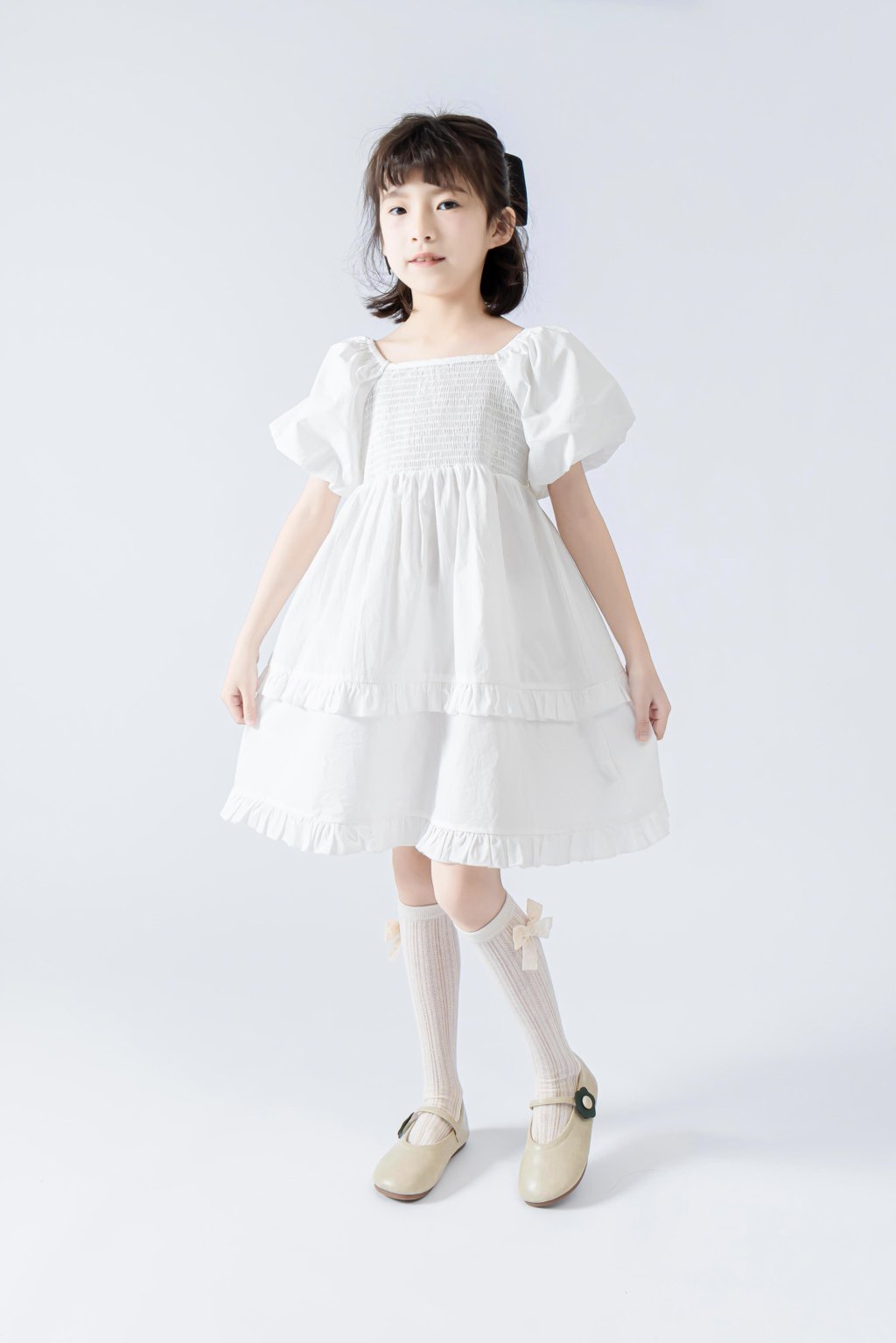 BOW APPLIQUE KNEE LENGTH SOCKS