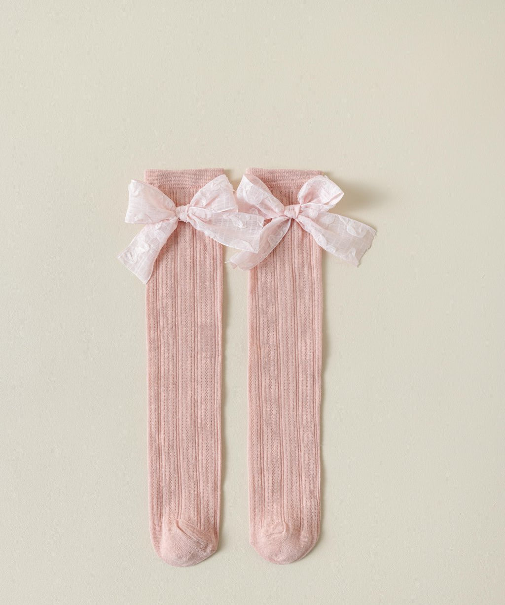 BOW APPLIQUE KNEE LENGTH SOCKS