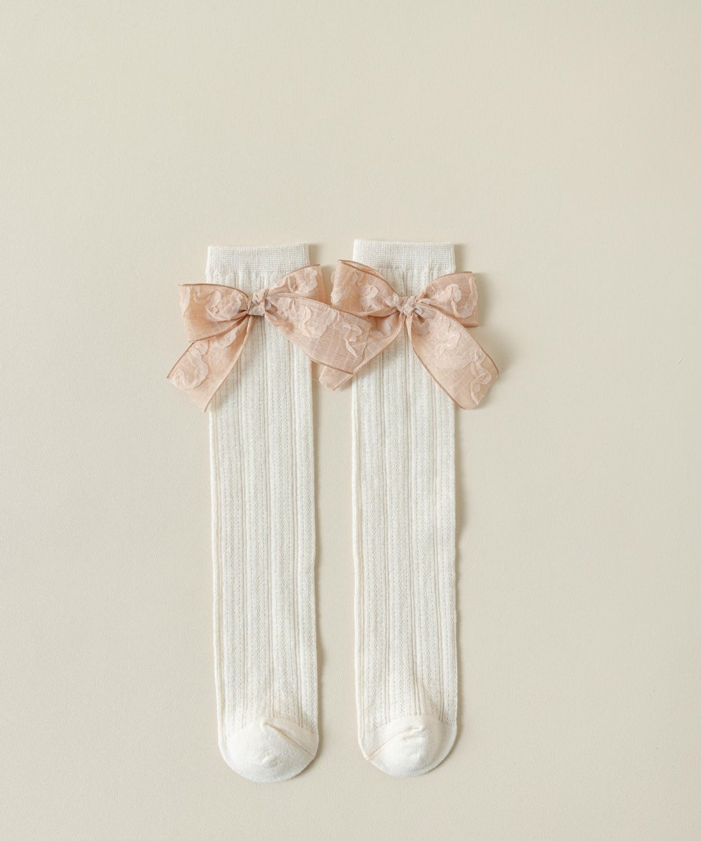 BOW APPLIQUE KNEE LENGTH SOCKS