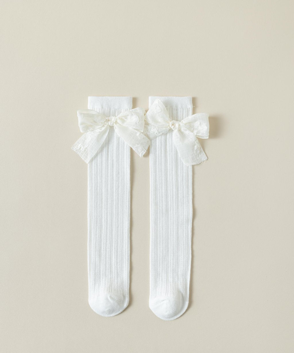 BOW APPLIQUE KNEE LENGTH SOCKS