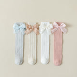 BOW APPLIQUE KNEE LENGTH SOCKS
