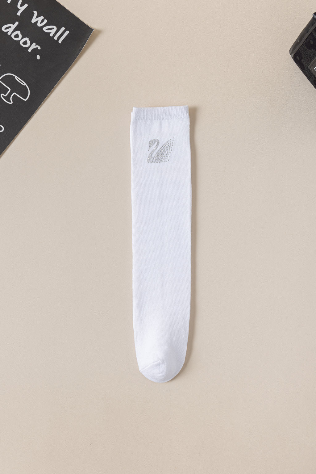 BEADED SWAN DESIGN KNEE LENGTH SOCKS