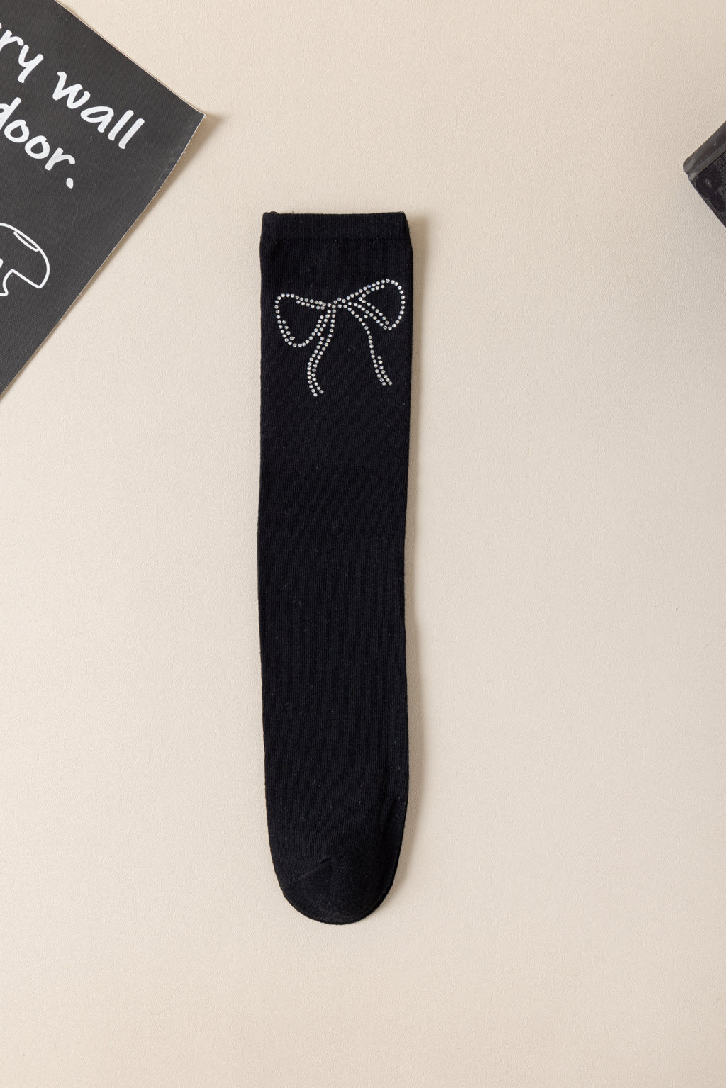 BEADED BOW DESIGN KNEE LENGTH SOCKS