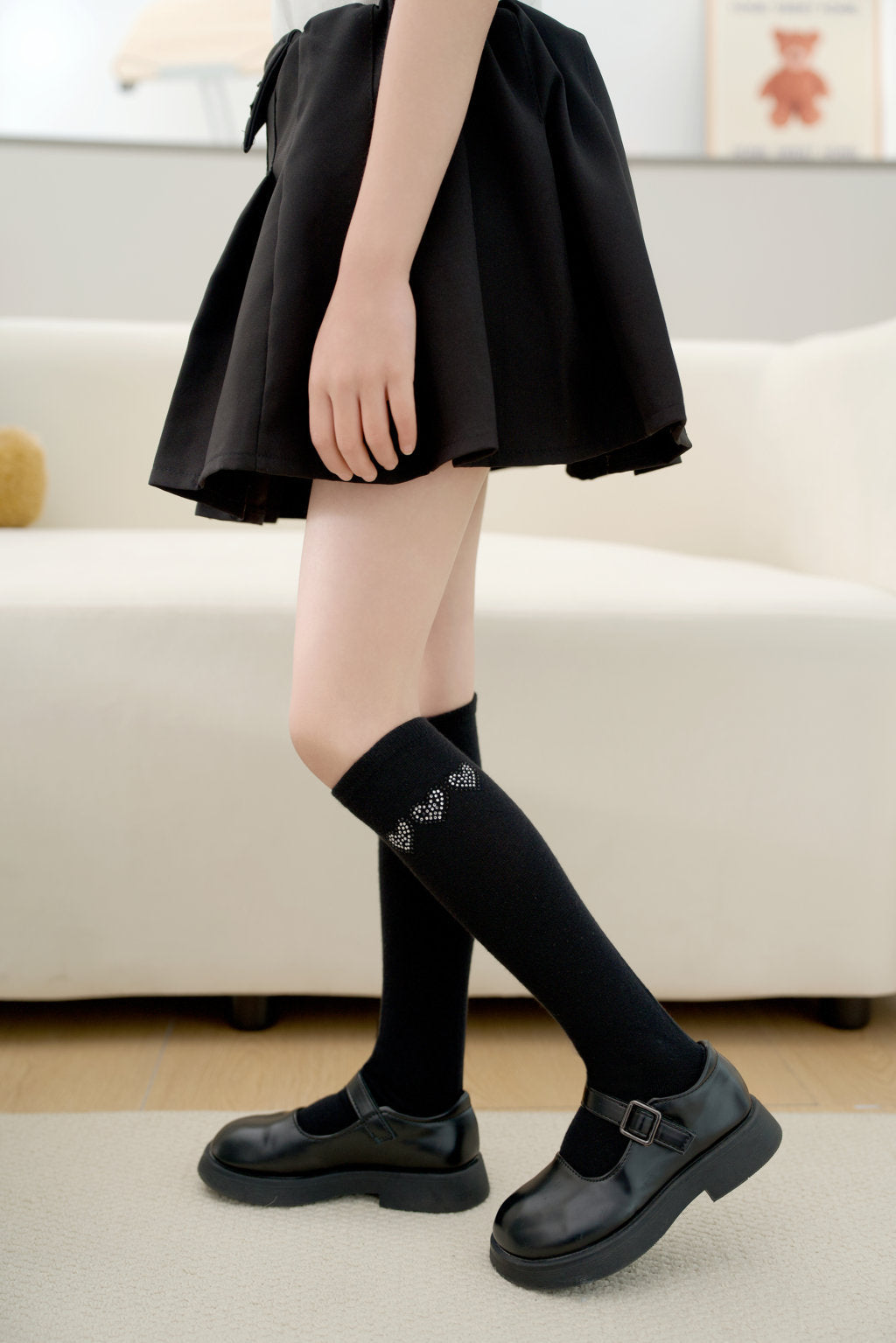 BEADED HEART DESIGN KNEE LENGTH SOCKS