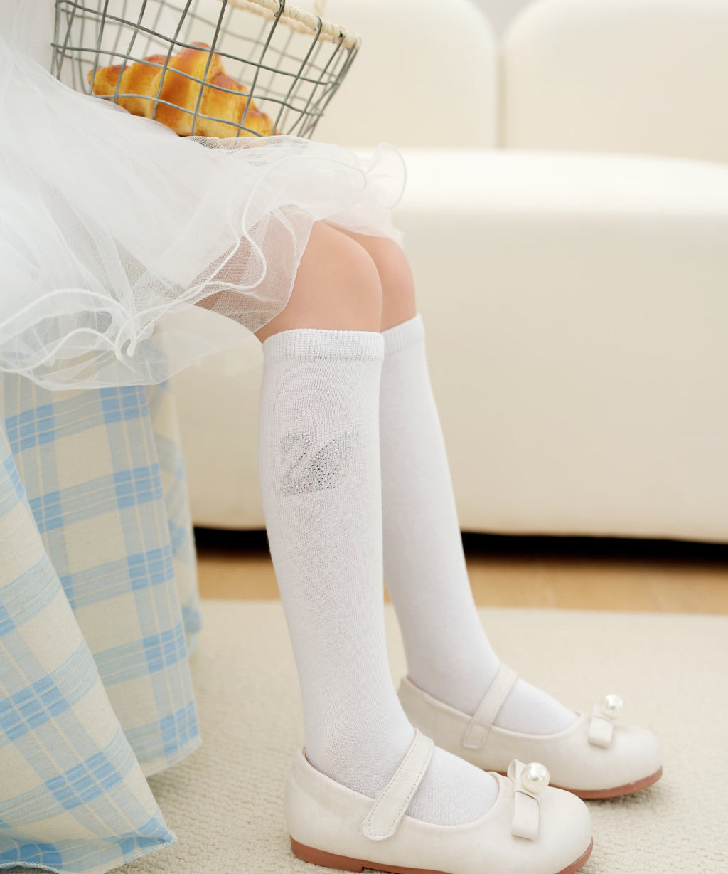 BEADED SWAN DESIGN KNEE LENGTH SOCKS