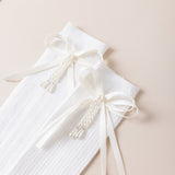 KNOT & PEARL APPLIQUE KNEE LENGTH SOCKS