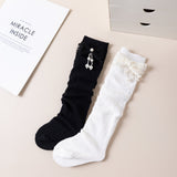 BOW PEARL APPLIQUE KNEE LENGTH SOCKS