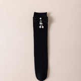 BOW PEARL APPLIQUE KNEE LENGTH SOCKS