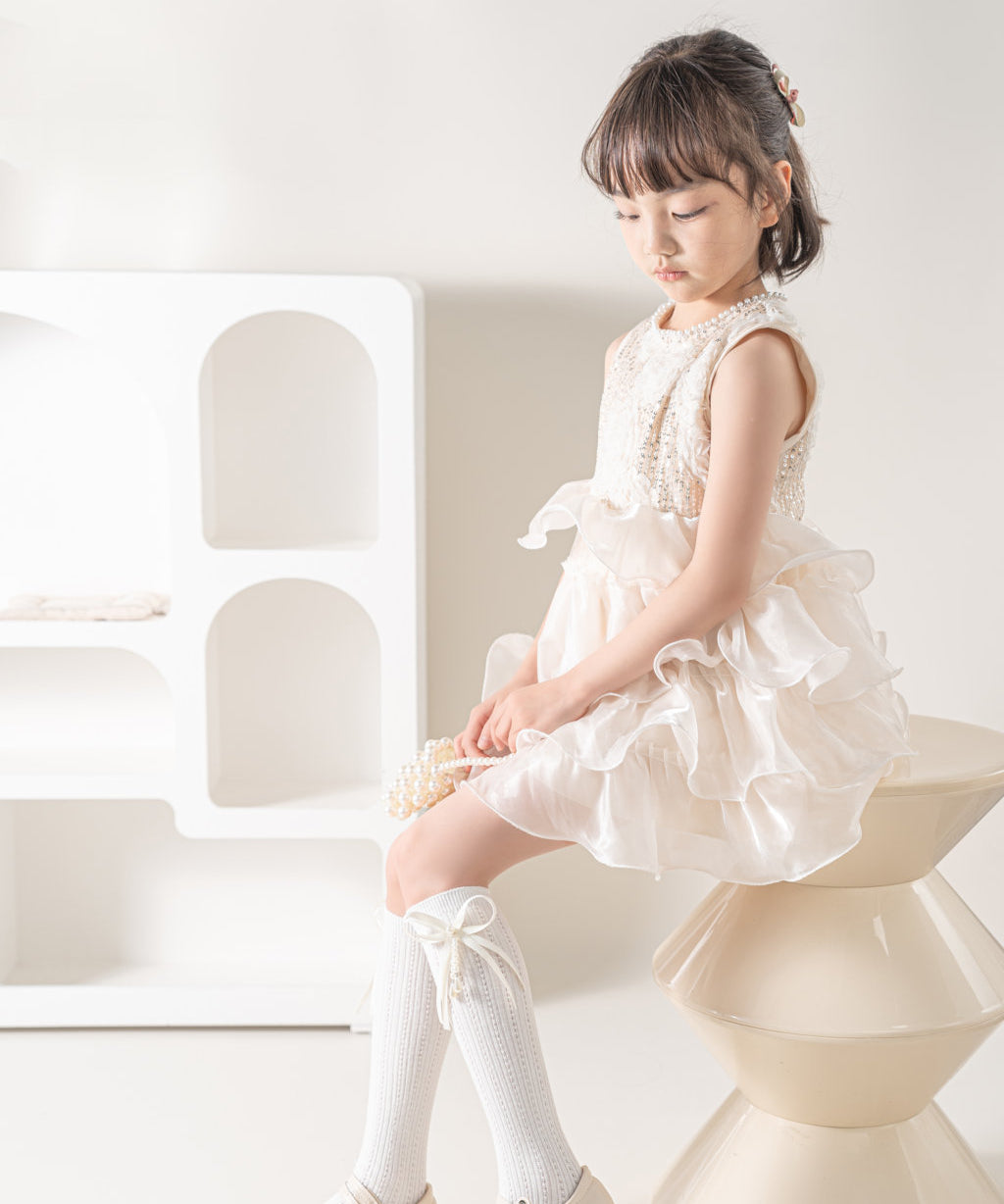 KNOT & PEARL APPLIQUE KNEE LENGTH SOCKS