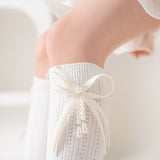 KNOT & PEARL APPLIQUE KNEE LENGTH SOCKS